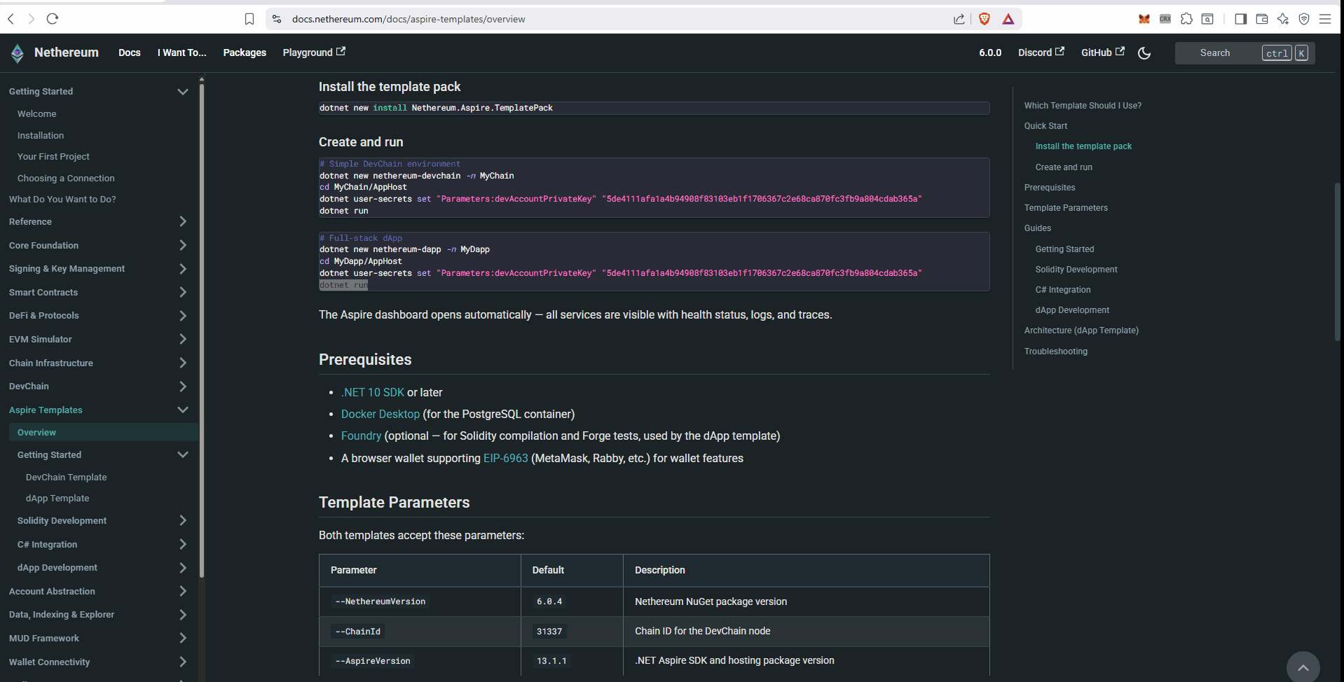Aspire DevChain dApp in action